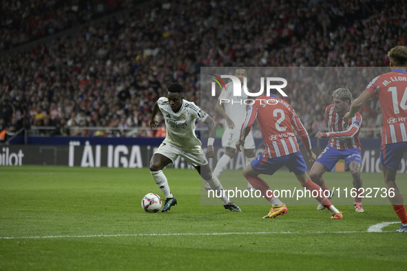 Vinicius Junior of Real Madrid CF during the match between Atletico de Madrid and Real Madrid at Estadio Civitas Metropolitano in Madrid, Sp...