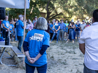 Napa community members participate in the inaugural Napa Day Against Hate at Westwood Hills Park, in Napa, Calif., on July 29, 2024. Rabbi N...