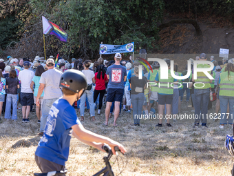 Napa community members participate in the inaugural Napa Day Against Hate at Westwood Hills Park in Napa, California, on July 29, 2024. (