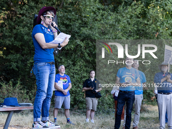 Napa community members participate in the inaugural Napa Day Against Hate at Westwood Hills Park, in Napa, Calif., on July 29, 2024. Heather...