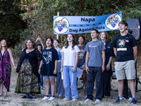 Napa community members participate in the inaugural Napa Day Against Hate at Westwood Hills Park, in Napa, Calif., on July 29, 2024. Vintage...