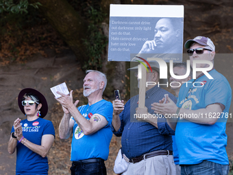 Napa community members participate in the inaugural Napa Day Against Hate at Westwood Hills Park in Napa, California, on July 29, 2024. (