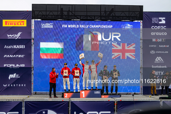 Nikolay Gryazin and co-driver Konstantin Aleksandrov, Yohan Rossel and co-driver Arnaud Dunand, and Gus Greensmith and co-driver Jonas Ander...