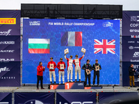 Nikolay Gryazin and co-driver Konstantin Aleksandrov, Yohan Rossel and co-driver Arnaud Dunand, and Gus Greensmith and co-driver Jonas Ander...