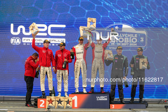 Nikolay Gryazin and co-driver Konstantin Aleksandrov, Yohan Rossel and co-driver Arnaud Dunand, and Gus Greensmith and co-driver Jonas Ander...