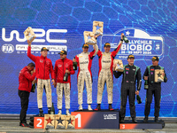 Nikolay Gryazin and co-driver Konstantin Aleksandrov, Yohan Rossel and co-driver Arnaud Dunand, and Gus Greensmith and co-driver Jonas Ander...