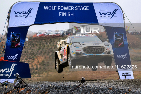 Driver Adrien Fourmaux and co-driver Alexandre Coria of the team M-Sport Ford World Rally Team Ford Puma Rally1 Hybrid face the third day of...