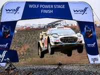 Driver Adrien Fourmaux and co-driver Alexandre Coria of the team M-Sport Ford World Rally Team Ford Puma Rally1 Hybrid face the third day of...