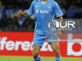 Napoli's Leonardo Spinazzola controls the ball during the Serie A soccer match SSC Napoli vs. Monza at Stadio Maradona in Naples, Italy, on...