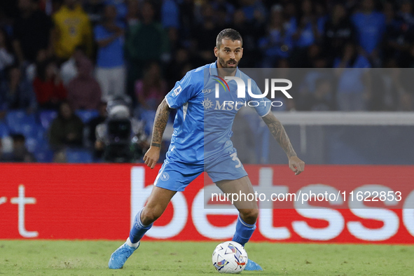 Napoli's Leonardo Spinazzola controls the ball during the Serie A soccer match SSC Napoli vs. Monza at Stadio Maradona in Naples, Italy, on...