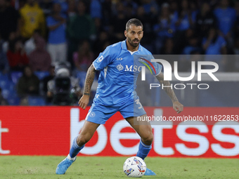 Napoli's Leonardo Spinazzola controls the ball during the Serie A soccer match SSC Napoli vs. Monza at Stadio Maradona in Naples, Italy, on...