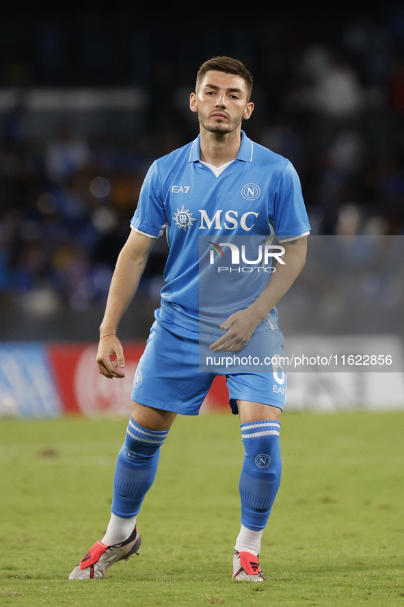 Napoli's Billy Gilmour reacts during the Serie A soccer match between SSC Napoli and Monza at Stadio Maradona in Naples, Italy, on September...