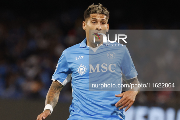 Napoli's Mathias Olivera looks on during the Serie A soccer match between SSC Napoli and Monza at Stadio Maradona in Naples, Italy, on Septe...