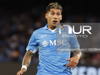 Napoli's Mathias Olivera looks on during the Serie A soccer match between SSC Napoli and Monza at Stadio Maradona in Naples, Italy, on Septe...