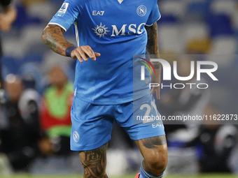 Matteo Politano of Napoli is in action during the Serie A soccer match between SSC Napoli and Monza at Stadio Maradona in Naples, Italy, on...