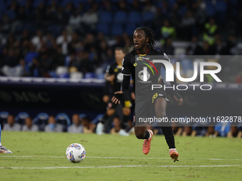 Monza's Warren Bondo is seen in action during the Serie A soccer match SSC Napoli vs. Monza at Stadio Maradona in Naples, Italy, on Septembe...