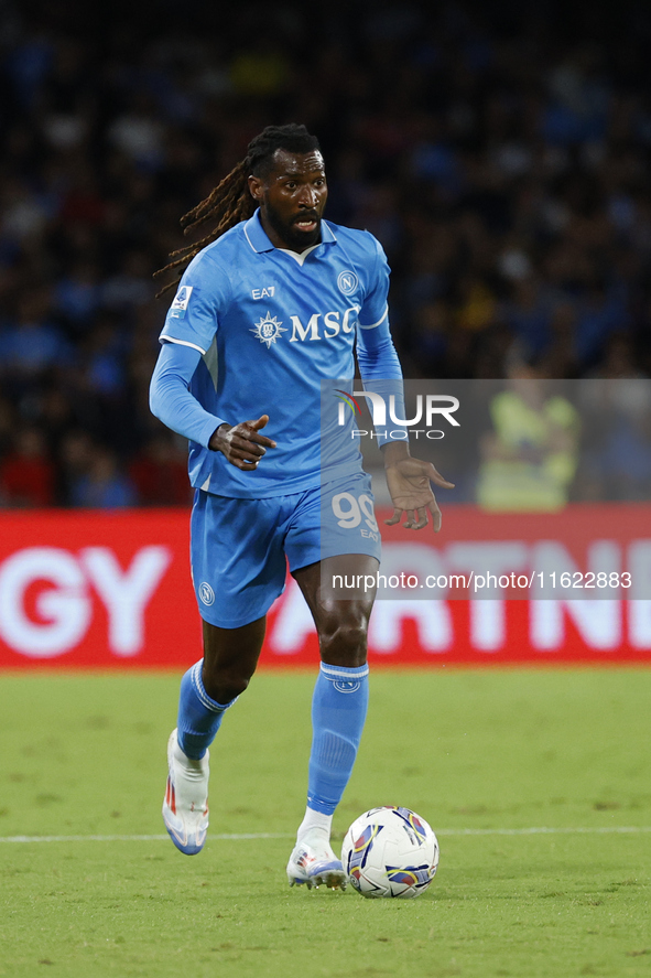 Napoli's Frank Zambo Anguissa is seen in action during the Serie A soccer match SSC Napoli vs. Monza at Stadio Maradona in Naples, Italy, on...