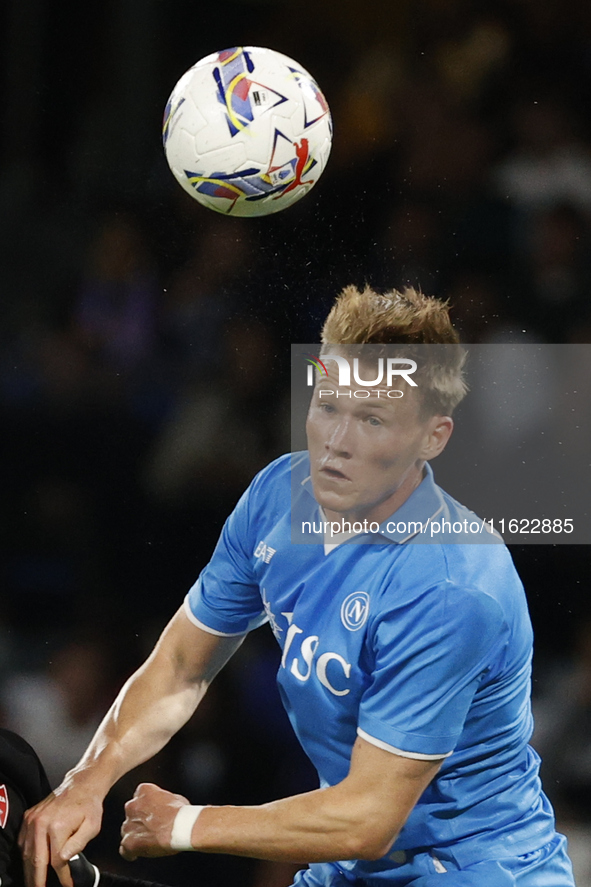 Napoli's Scott McTominay is seen in action during the Serie A soccer match SSC Napoli vs. Monza at Stadio Maradona in Naples, Italy, on Sept...