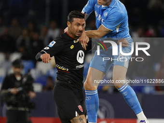 Napoli's Scott McTominay and Monza's Armando Izzo are seen in action during the Serie A soccer match SSC Napoli vs. Monza at Stadio Maradona...