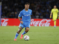 Napoli's Matteo Politano controls the ball during the Serie A soccer match between SSC Napoli and Monza at Stadio Maradona in Naples, Italy,...