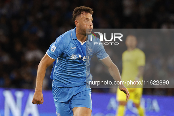 Napoli's Amir Rrahmani is in action during the Serie A soccer match between SSC Napoli and Monza at Stadio Maradona in Naples, Italy, on Sep...