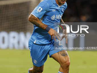 Napoli's Matteo Politano controls the ball during the Serie A soccer match between SSC Napoli and Monza at Stadio Maradona in Naples, Italy,...