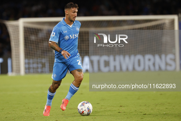 Matteo Politano of Napoli is in action during the Serie A soccer match between SSC Napoli and Monza at Stadio Maradona in Naples, Italy, on...