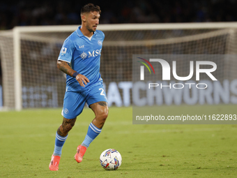 Matteo Politano of Napoli is in action during the Serie A soccer match between SSC Napoli and Monza at Stadio Maradona in Naples, Italy, on...