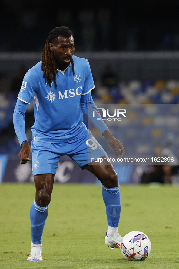 Napoli's Frank Zambo Anguissa is seen in action during the Serie A soccer match SSC Napoli - Monza at Stadio Maradona in Naples, Italy, on S...