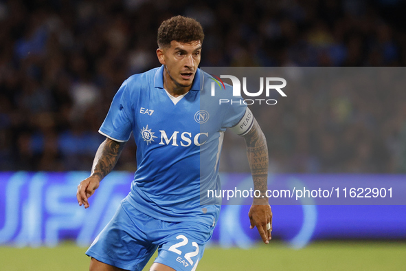 Napoli's Giovanni Di Lorenzo controls the ball during the Serie A soccer match between SSC Napoli and Monza at Stadio Maradona in Naples, It...