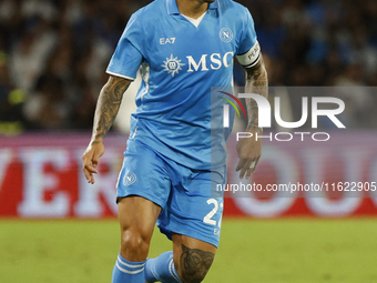 Napoli's Giovanni Di Lorenzo controls the ball during the Serie A soccer match SSC Napoli vs. Monza at Stadio Maradona in Naples, Italy, on...