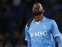 Frank Zambo Anguissa reacts during the Serie A soccer match between SSC Napoli and Monza at Stadio Maradona in Naples, Italy, on September 2...