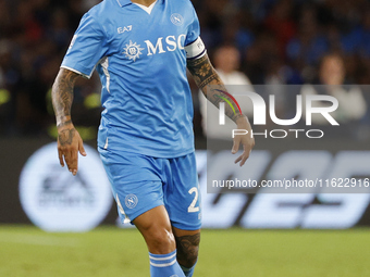 Napoli's Giovanni Di Lorenzo looks on during the Serie A soccer match between SSC Napoli and Monza at Stadio Maradona in Naples, Italy, on S...