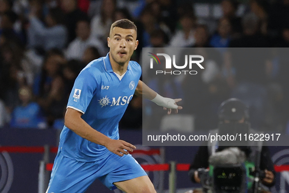 Napoli's Alessandro Buongiorno is seen in action during the Serie A soccer match SSC Napoli - Monza at Stadio Maradona in Naples, Italy, on...