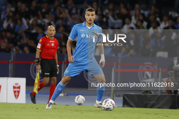 Napoli's Alessandro Buongiorno is seen in action during the Serie A soccer match SSC Napoli - Monza at Stadio Maradona in Naples, Italy, on...