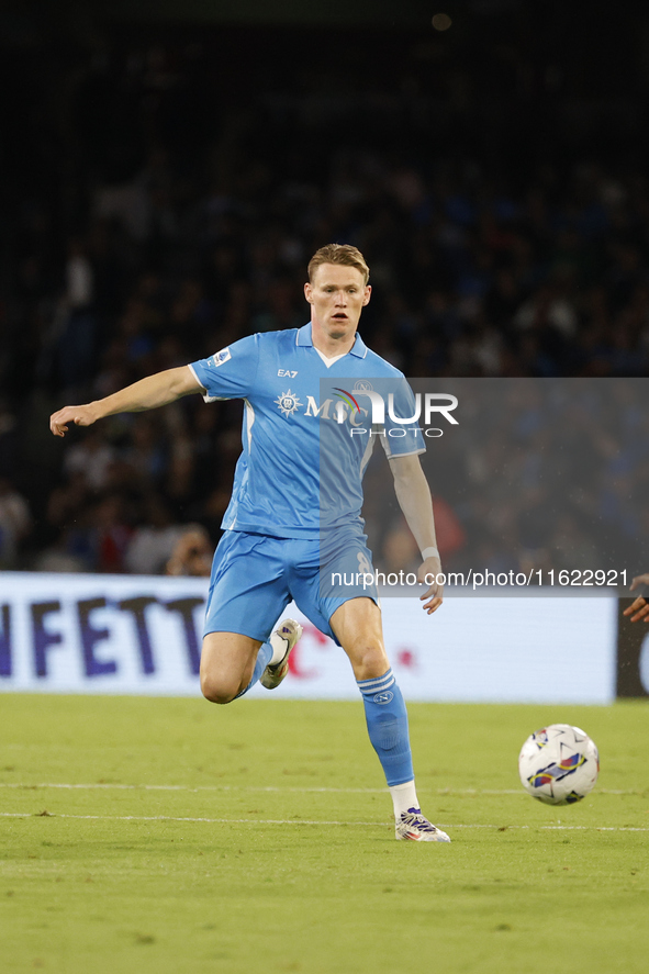 Scott McTominay of Napoli is seen in action during the Serie A soccer match between SSC Napoli and Monza at Stadio Maradona in Naples, Italy...