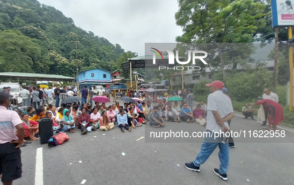 Local people and supporters participate in a 12-hour strike in Darjeeling, Mirik, and nearby hills of Darjeeling district in West Bengal for...