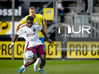 RKC player Dario van de Buijs and AFC Ajax Amsterdam forward Brian Brobbey during the match RKC vs. Ajax at the Mandemakers Stadium for the...