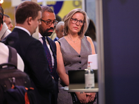 James Cleverly MP and his wife Susannah Cleverly talk to Animal Free Research UK at the Conservative Party Conference at the International C...