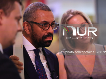 James Cleverly MP and his wife Susannah Cleverly talk to Animal Free Research UK at the Conservative Party Conference at the International C...