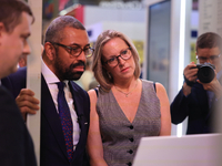 James Cleverly MP and his wife Susannah Cleverly talk to Animal Free Research UK at the Conservative Party Conference at the International C...