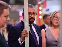 James Cleverly MP and his wife Susannah Cleverly talk to Animal Free Research UK at the Conservative Party Conference at the International C...