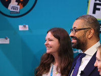 James Cleverly MP and his wife Susannah Cleverly talk to Animal Free Research UK at the Conservative Party Conference at the International C...