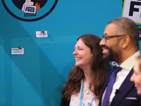 James Cleverly MP and his wife Susannah Cleverly talk to Animal Free Research UK at the Conservative Party Conference at the International C...