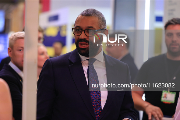 James Cleverly MP and his wife Susannah Cleverly talk to Animal Free Research UK at the Conservative Party Conference at the International C...