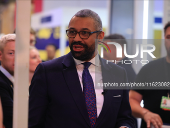 James Cleverly MP and his wife Susannah Cleverly talk to Animal Free Research UK at the Conservative Party Conference at the International C...