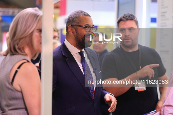 James Cleverly MP and his wife Susannah Cleverly talk to Animal Free Research UK at the Conservative Party Conference at the International C...