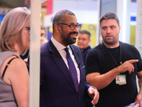 James Cleverly MP and his wife Susannah Cleverly talk to Animal Free Research UK at the Conservative Party Conference at the International C...