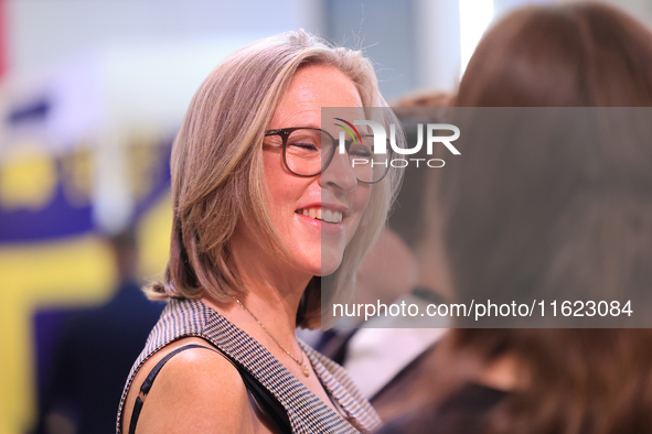 Susannah Cleverly attends the Conservative Party Conference at the International Conference Centre in Birmingham, England, on September 30,...