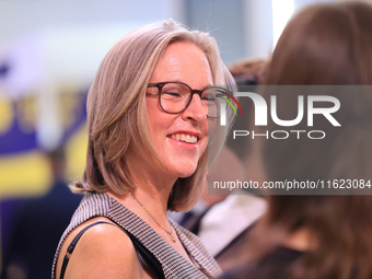 Susannah Cleverly attends the Conservative Party Conference at the International Conference Centre in Birmingham, England, on September 30,...